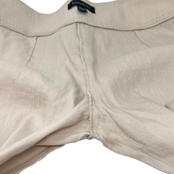 Y2K Bebe Ivory Wide Leg Linen Blend Slacks Size 2 Gold Stitching Salvedge Edge - Picture 9 of 14
